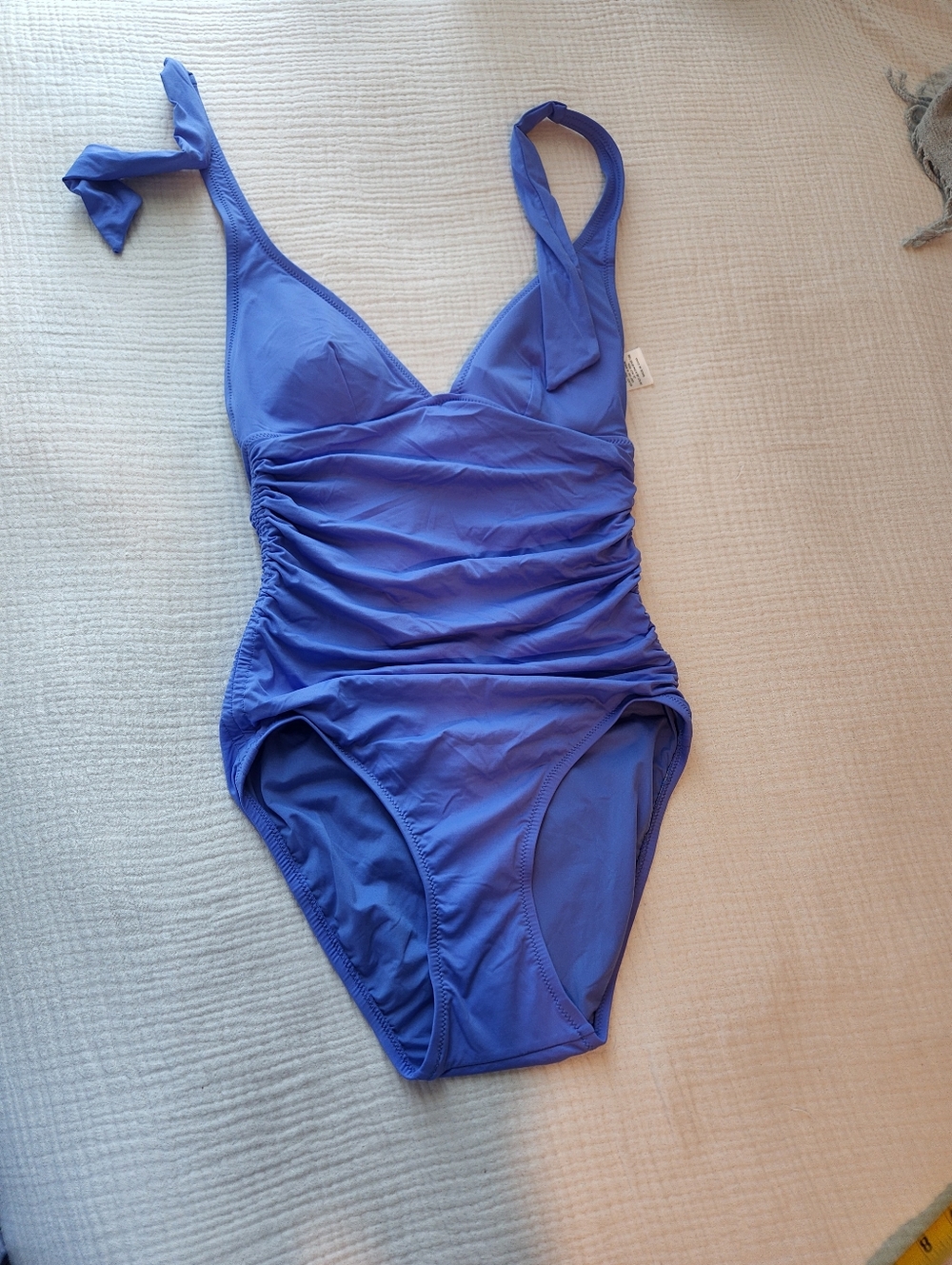 DKNY Blue Ruched One-Piece Swimsuit - Picture 2 of 7
